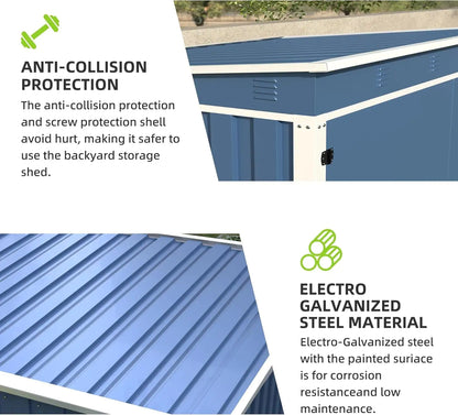 Metal Outdoor Small Storage Shed 3FT X 3FT, Steel Utility Tool Shed Storage House, Metal Sheds Outdoor Storage For Garden Patio Lawn,Blue