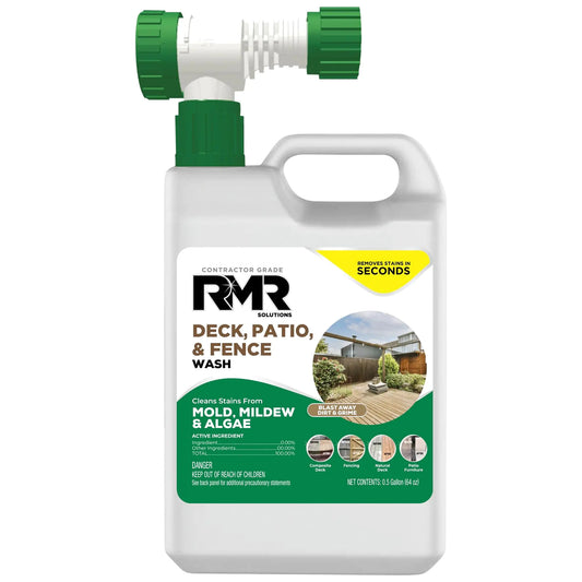 RMR Deck Patio & Fence Wash - Commercial-Grade Outdoor Stain Remover for Mold Mildew and Algae 64 Ounce Bottle with Hose-End Adapter