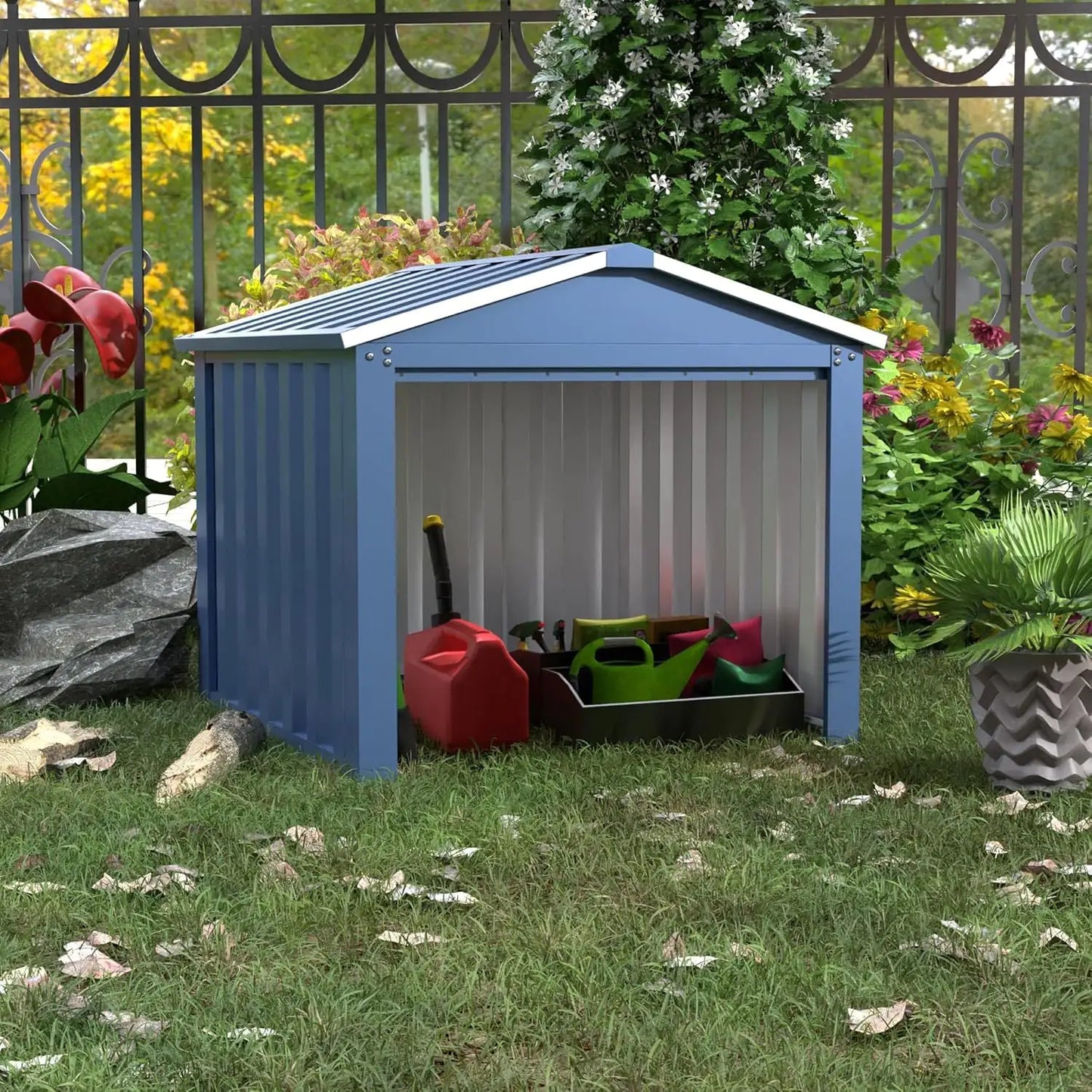 Metal Outdoor Small Storage Shed 3FT X 3FT, Steel Utility Tool Shed Storage House, Metal Sheds Outdoor Storage For Garden Patio Lawn,Blue