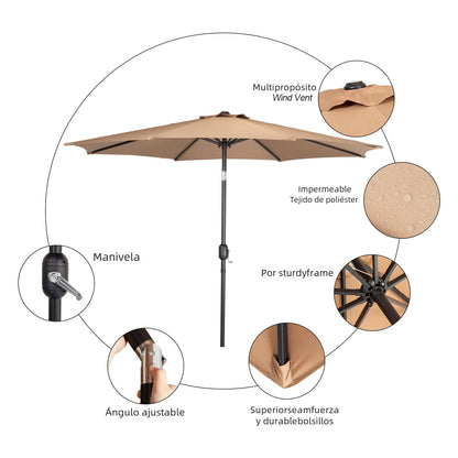 Outdoor Patio Umbrella with Tilting Center Pole
